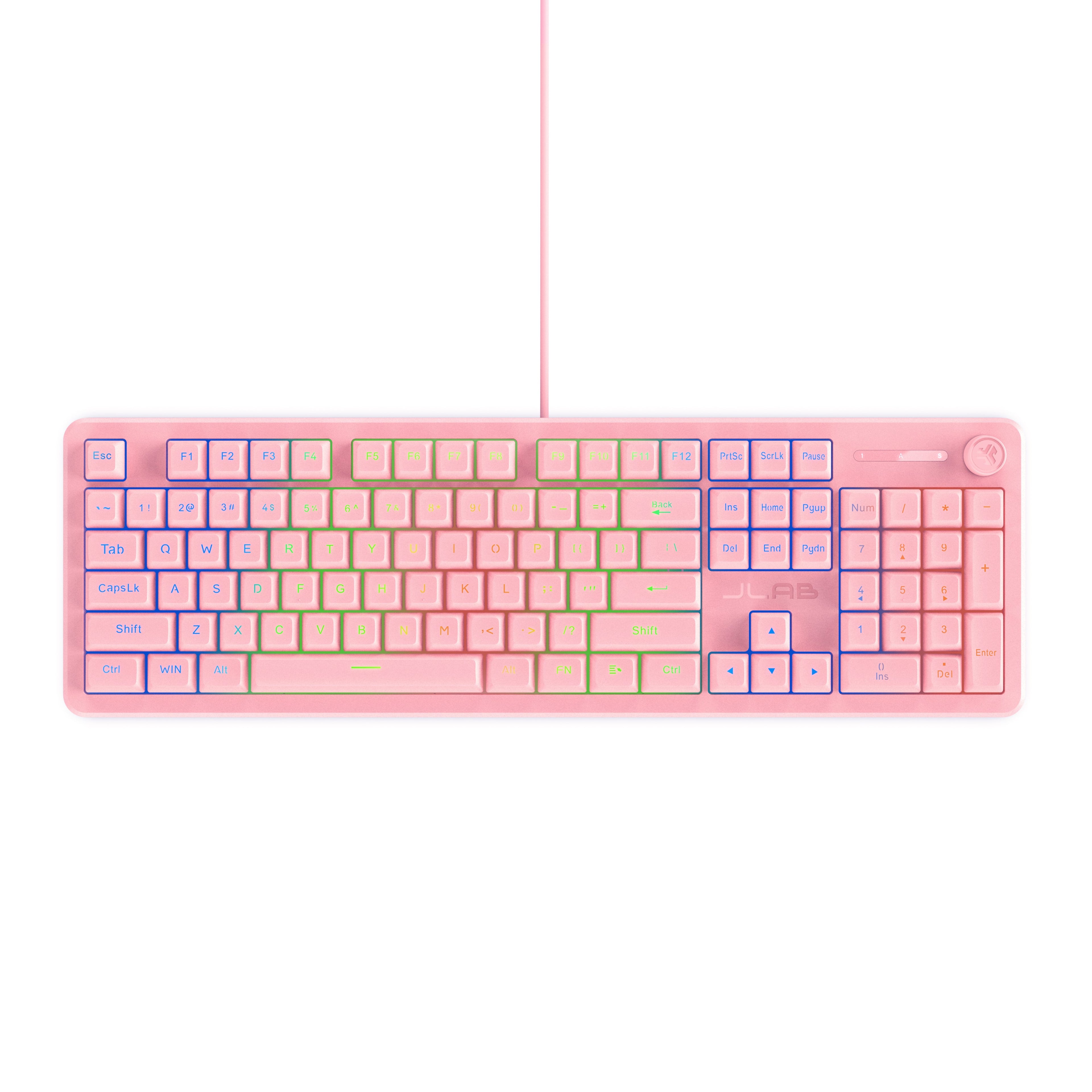 Nightfall Full-Size Wired Gaming Keyboard White - Pink