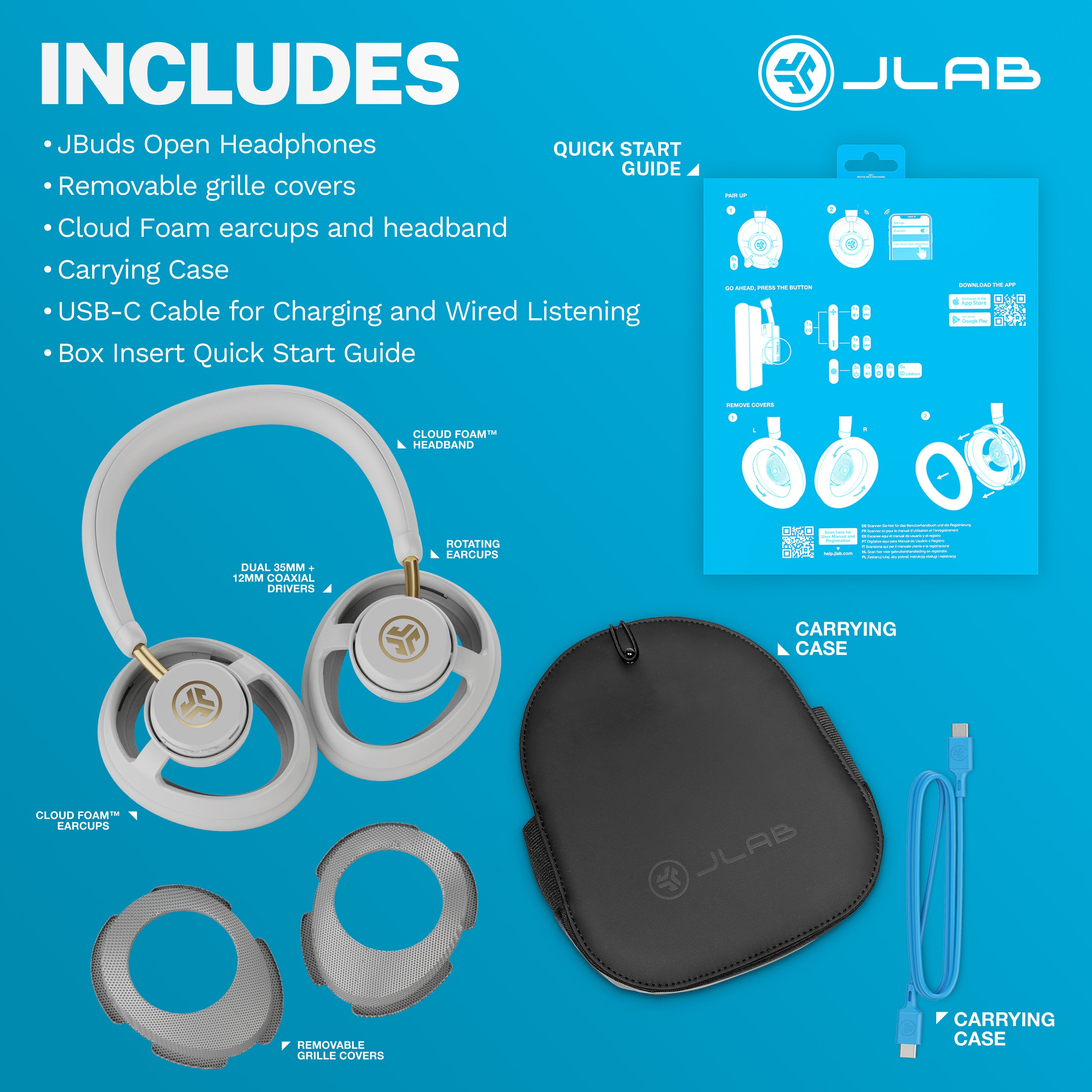 JBuds Open Headphone Open-Ear Wireless Headphones Cloud
