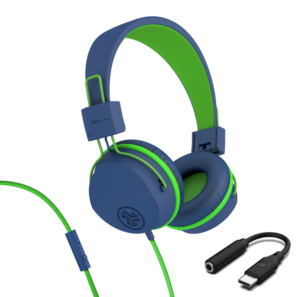 JBuddies Studio On-Ear Kids Wired Type-C Headphones Graphite/Violet - Blue/Green