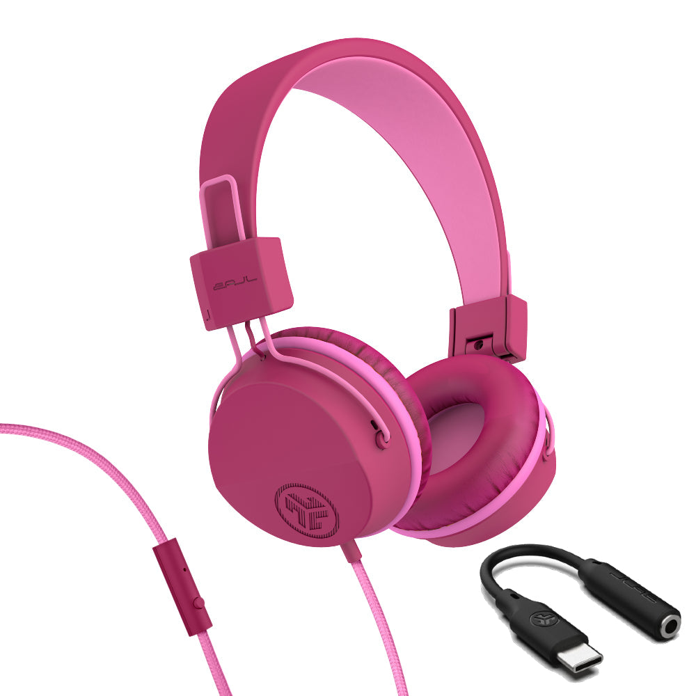JBuddies Studio On-Ear Kids Wired Type-C Headphones Dark Pink